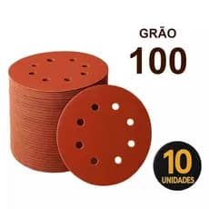 Disco de Lixa Aderente com Furos 7" (180mm) - Grão 100 - 10 Peças.