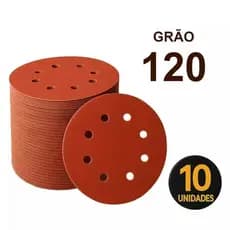 Disco de Lixa Aderente com Furos 7" (180mm) - Grão 120 - 10 Peças.