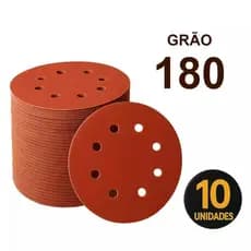 Disco de Lixa Aderente com Furos 7" (180mm) - Grão 180 - 10 Peças.
