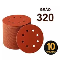 Disco de Lixa Aderente com Furos 7" (180mm) - Grão 320 - 10 Peças.