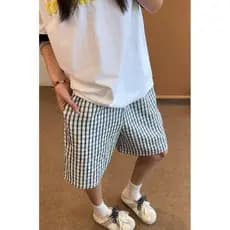 Seersucker azul xadrez Shorts masculino feminino verão fino de secagem rápida calças cortadas estilo preguiçoso calças d
