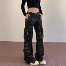 Estilo Hong Kong na moda masculina verão novo estilo 2025 carta única Jeans Hip Hop ins na moda High Street na moda rufi