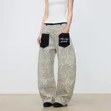 Estilo Hong Kong na moda masculina verão novo estilo 2026 carta única Jeans Hip Hop ins na moda High Street na moda rufi