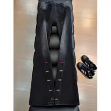 Calças de brim masculinas inverno solto em linha reta Casual calças masculinas de meia-idade cintura alta calças quentes