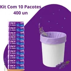 Kit 10 Saco Lixo Lavanda Perfumado Economico  Banheiro e Cozinha  Lilás  -Anti Inseto- Anti Odor