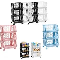 Kit 3 Cesto Organizador Quarto Maquiagem Bebe Fruteira De Chão Modular 3 Andares Organizadora Limpeza Brinquedos