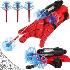 Kit 2 Luvas do Homem-Aranha Lançador Herói Brinquedo Infantil Lançador de Dardos Com Ventosa e Linha