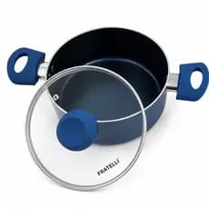 Panela Caçarola Antiaderente Cerâmica 20cm Azul Cozinha Durável Fácil Limpeza