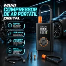 Mini Compressor de Ar Portátil ElétricoRecarregável Inflador Pneu Carro Moto Bicicleta Bola Lanterna