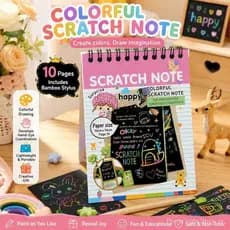 JUPITEARTH Rainbow Scratch Art Paper Notebook for Kids - 1 Pack Mini Magic Scratch-Off Doodle Note Pad Craft Kit, Portab
