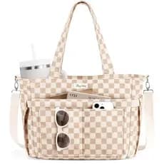 Bolsa Tote de Corduroy Bagstellar para Mulheres, Bolsa de Trabalho para Laptop de 15,6 polegadas com Grande Porta-Copos,