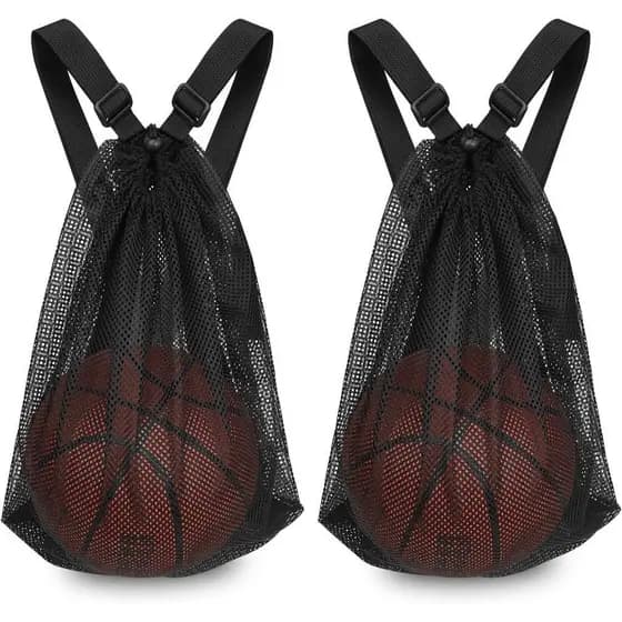 Bolsa de basquete de 15*20 polegadas, mochila esportiva de malha com cordão para transportar bolas de basquete.