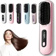 Go Brush Pro: Escova de alisamento de cabelo sem fio, escova de alisamento de cabelo portátil e compacta para estilizaçã
