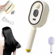 Escova a vapor elétrica, escova alisadora recarregável, com dentes anti-enrolamento, com controle de modelagem e função