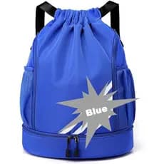 Mochila esportiva com cordão e compartimento para calçados, bolsa de ginástica de nylon, mochila leve e dobrável
