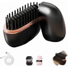 Mini escova alisadora de cabelo, escova alisadora de cabelo portátil com carregamento sem fio, escova quente aquecida