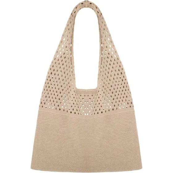 Bolsa de Praia de Crochê para Mulheres, Bolsa de Praia Tricotada, Bolsa de Ombro Estilo Boêmio, Adequada para o Verão e