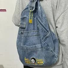 Mochila jeans feminina estudante universitário estudante do ensino médio mochila grande capacidade estilo coreano na mod