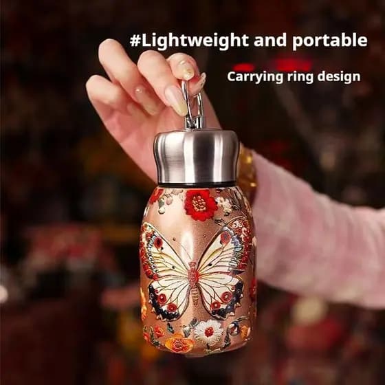 Estilo chinês padrão Mini Seiko copo térmico com anel de tração copo de bolso portátil Design de pintura chinesa