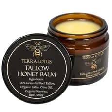Creme Hidratante de Sebo de Carne Bovina Orgânica (com Mel Cru) - Para hidratar e suavizar a pele - Hidratante natural,