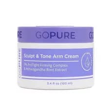 O Creme Firmador e Tensor para Braços GOPURE contém 7% do complexo firmador ProTight e extrato da raiz de Cordyceps YLA0