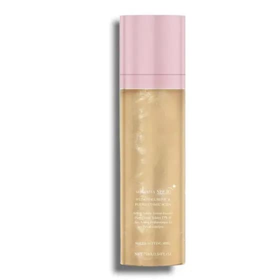 Sunglaze Sheer Setting Mist Protetor Solar FPS 50, Névoa Corporal Iluminadora de Amplo Espectro, Spray Hidratante para M