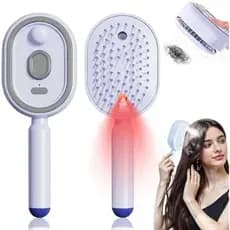 Massageador Elétrico de Cabeça 3 em 1, Escova de Massagem para Couro Cabeludo, Escova Desembaraçadora de Cabelo com Spra