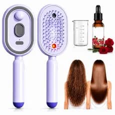 Escova de Massagem Elétrica com Almofada de Ar e Pulverizador, Escova de Cabelo 3 em 1 com Névoa de Água e Autolimpeza,