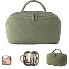 Bolsa de maquiagem feminina, bolsa de maquiagem para viagens, estojo de maquiagem à prova d'água com abertura ampla, bol