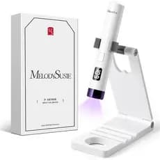 MelodySusie Handheld UV Light for Gel Nails with Stand, Mini Portable Cordless Nail Lamp with LCD Display, Eye-Protectiv