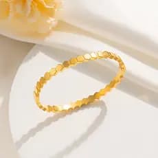 Pulseira HT de Aço Inoxidável Banhada a Ouro 18K com Diamantes em Forma de Favo de Mel para Meninas YVRW QMXG