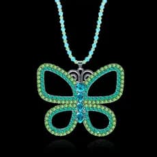 Colar Choker Grande com Borboleta, Corrente de Pérolas, Pingente de Cristal, Joia Elegante para Mulheres L9RE