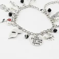 Pulseira do Filme Fantasma da Ópera, Joia com Pingente de Máscara e Violino para Mulheres, Pulseira de Liga de Zinco, Es