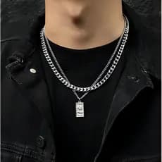 Colar masculino, elegante e único, acessório simples e personalizado, corrente de clavícula estilo cubano de dupla camad