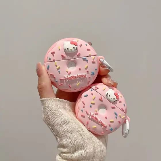 Capa Protetora de Silicone Donut Cat, Compatível com Apple AirPods Pro 2, Capa de Fone de Ouvido com Tema de Desenho Ani