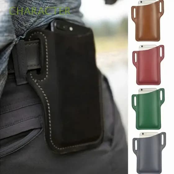 Bolsa de Cintura para Celular com Clipe de Cinto, Acessórios de Viagem, Mini Bolsa de Couro PU, Adequada para Caminhadas