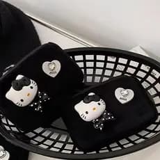 Decorador Sanrio Olá Kitty Bonito Saco De Cartão Preto Bolsa De Moedas De Pelúcia Dos Desenhos Animados Kawaii Menina Pr