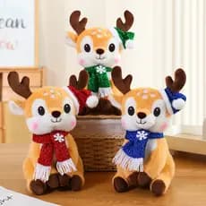 30cm Dos Desenhos Animados Bonito Natal Veados Brinquedo De Pelúcia Chapéu Cachecol Elk Boneca Feliz Decoração Para Casa