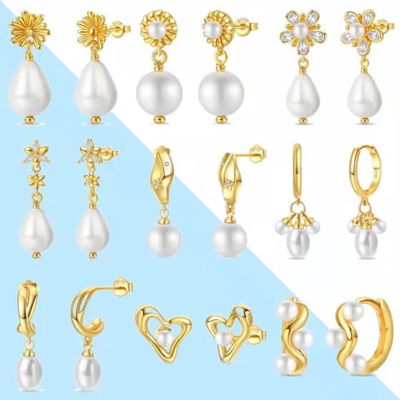 Brincos de Pérola com Franjas em Prata Esterlina S925 para Mulheres, Simples e Elegantes, Adequados para Uso Diário JGHP
