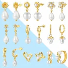 Brincos de Pérola com Franjas em Prata Esterlina S925 para Mulheres, Simples e Elegantes, Adequados para Uso Diário JGHP