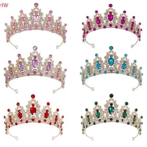 Acessório de Cabelo Luxuoso e Elegante para Mulheres, Coroa de Princesa de Cristal, Tiara de Festa com Strass, Ornamento