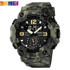 Relógio Esportivo Militar Camuflado SKMEI 1637 para Homens, à Prova d'Água, com Display Digital Duplo LED, Relógio de Pu
