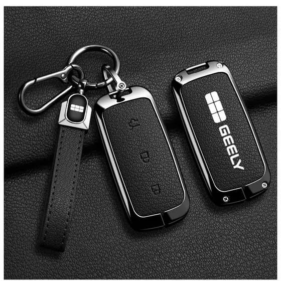 Adequado para os modelos Geely EX5 2024 2025, capa para chave de carro em liga de zinco e couro, acessórios para chaveir