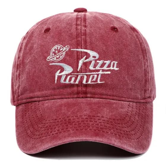 Boné De Beisebol Planet Pizza , Letras Bordadas , Bico De Pato Velho Lavado