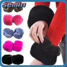 Punhos Elásticos Quentes e Peludos SEMIN para Casacos e Jaquetas de Lã com Mangas Longas e Punhos Peludos QN8A