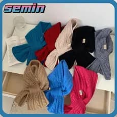 Gola de Pescoço SEMIN, Cachecol de Lã Pura com Tricô Torcido, Leve e Quente, Design Cruzado SZA9