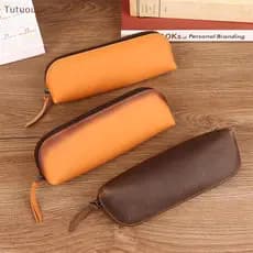 Estojo de Lápis de Couro Vintage TUTU, Porta-Canetas Simples, Estojo de Armazenamento de Canetas com Zíper, Estojo para