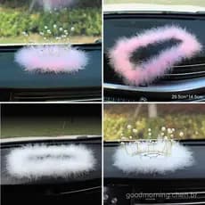 Coroa de pérolas, pena, tapete antiderrapante para celular, acessórios criativos para carro, ornamentos de camélia para