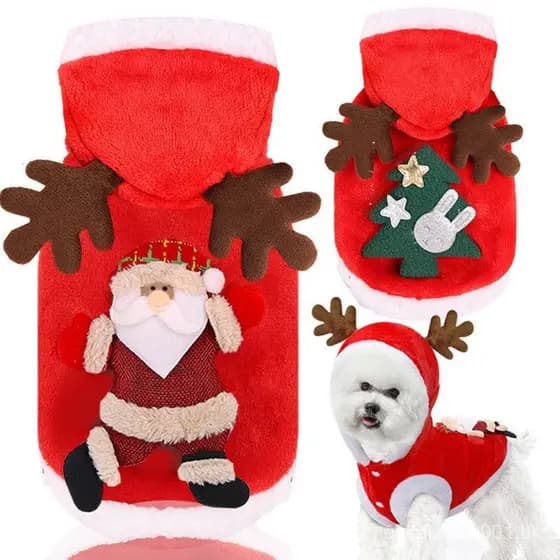 Roupas De Natal Para Animais De Estimação De Flanela Festivas Quentes Cães Gatos Elk Cachorro De Ano Novo