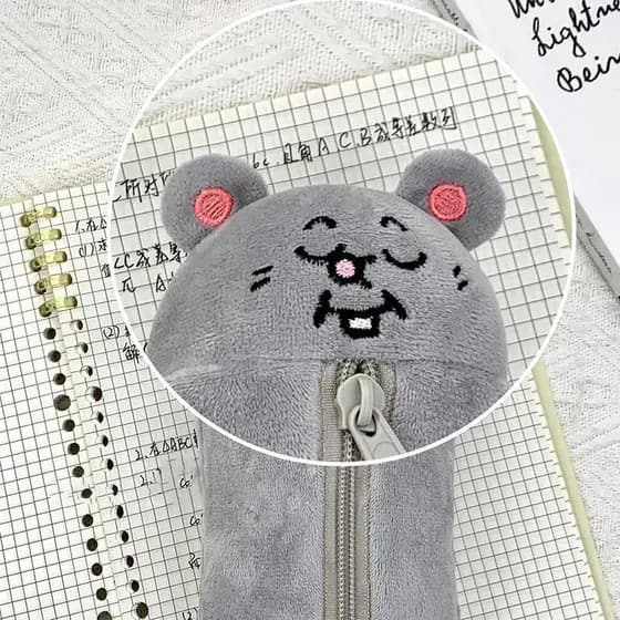 Decorador Desenho Animado Mouse Sorridente Estojo De Pelúcia Fofo Bolsa De Papelaria Para Estudantes Armazenamento De Gr